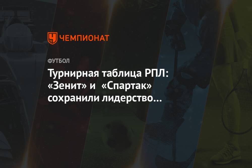 Турнирная таблица РПЛ: «Зенит» и «Спартак» сохранили лидерство в чемпионате