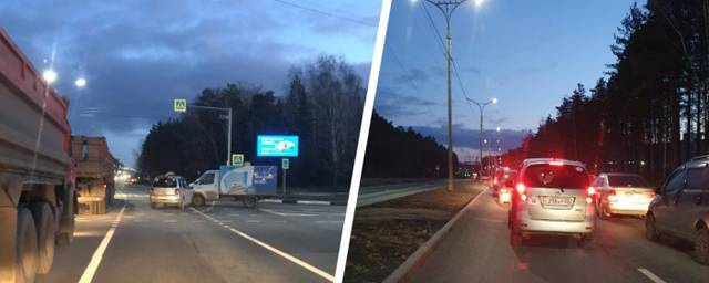 Утреннее ДТП в Новосибирске парализовало движение на выезде из Академгородка