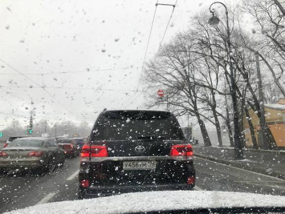 «Первый привет от зимы»: Петербург засыпало мокрым снегом