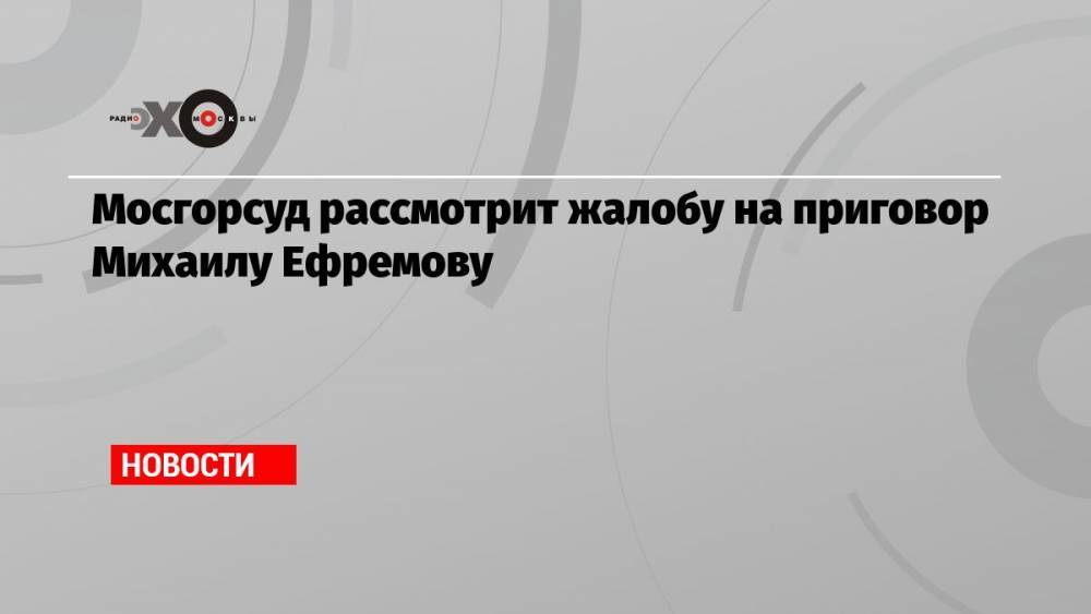 Мосгорсуд рассмотрит жалобу на приговор Михаилу Ефремову