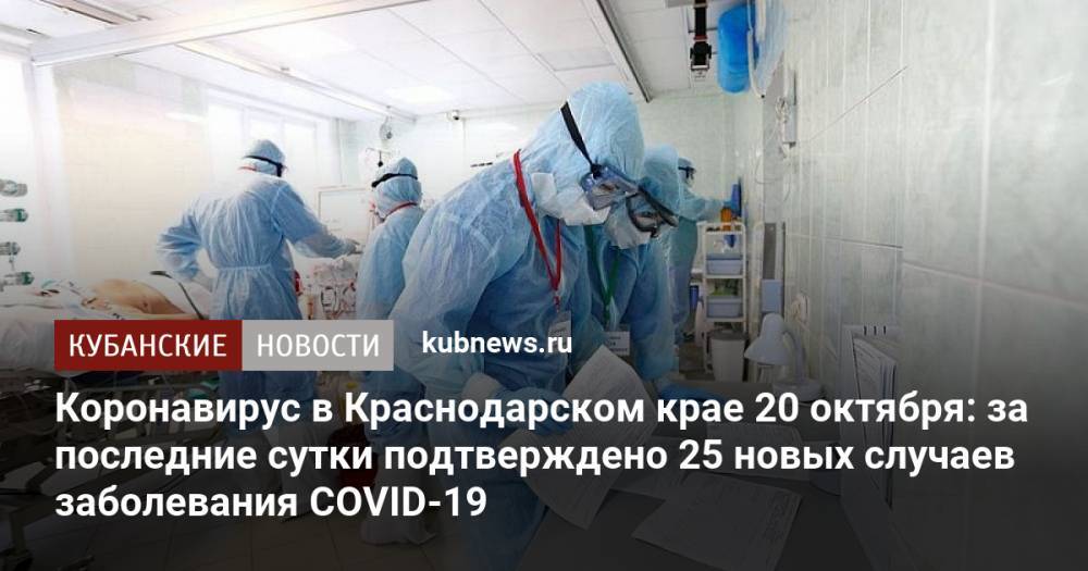 Коронавирус в Краснодарском крае 20 октября: за последние сутки подтверждено 105 новых случаев заболевания COVID-19