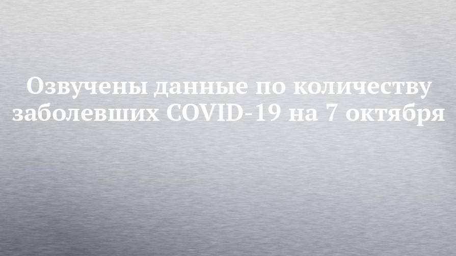 Озвучены данные по количеству заболевших COVID-19 на 7 октября
