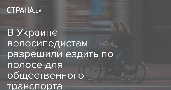 В Украине велосипедистам разрешили ездить по полосе для общественного транспорта