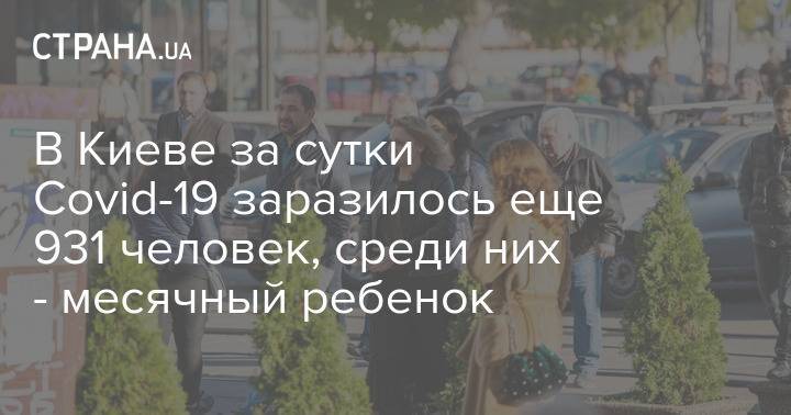 В Киеве за сутки Сovid-19 заразилось еще 931 человек, среди них - месячный ребенок