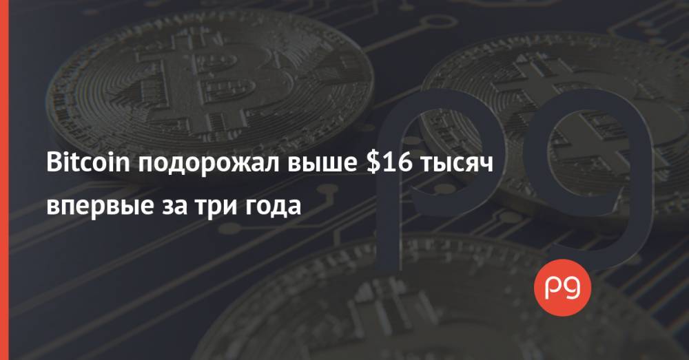 Bitcoin подорожал выше $16 тысяч впервые за три года
