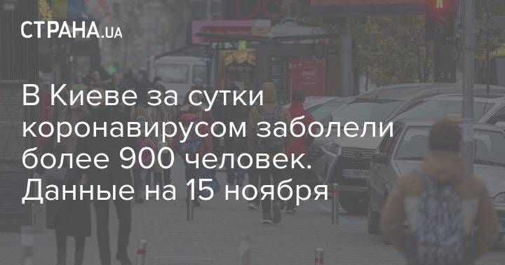 В Киеве за сутки коронавирусом заболели более 900 человек. Данные на 15 ноября