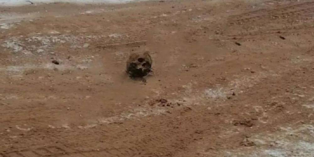 В России обледенелую дорогу посыпали песком с человеческими костями