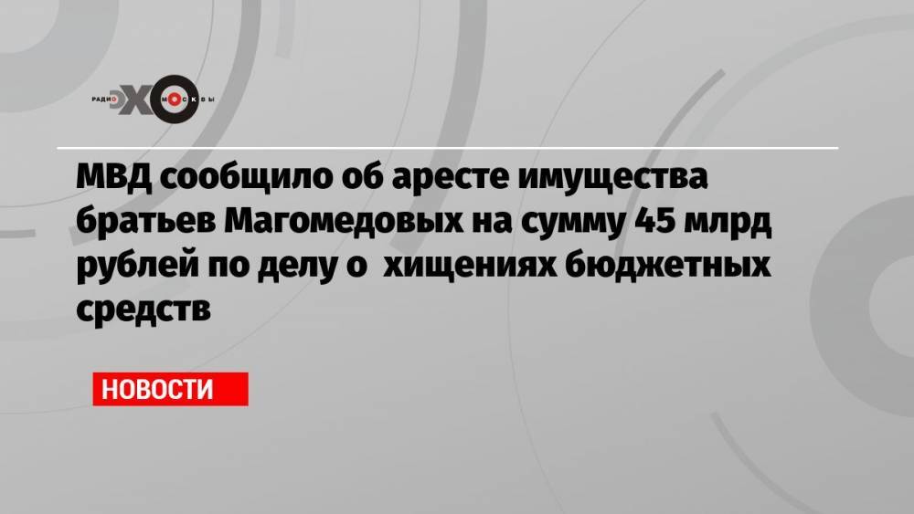 МВД сообщило об аресте имущества братьев Магомедовых на сумму 45 млрд рублей по делу о хищениях бюджетных средств