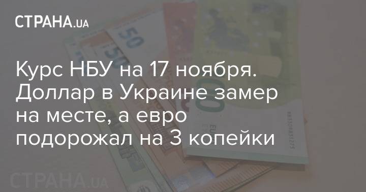 Курс НБУ на 17 ноября. Доллар в Украине замер на месте, а евро подорожал на 3 копейки