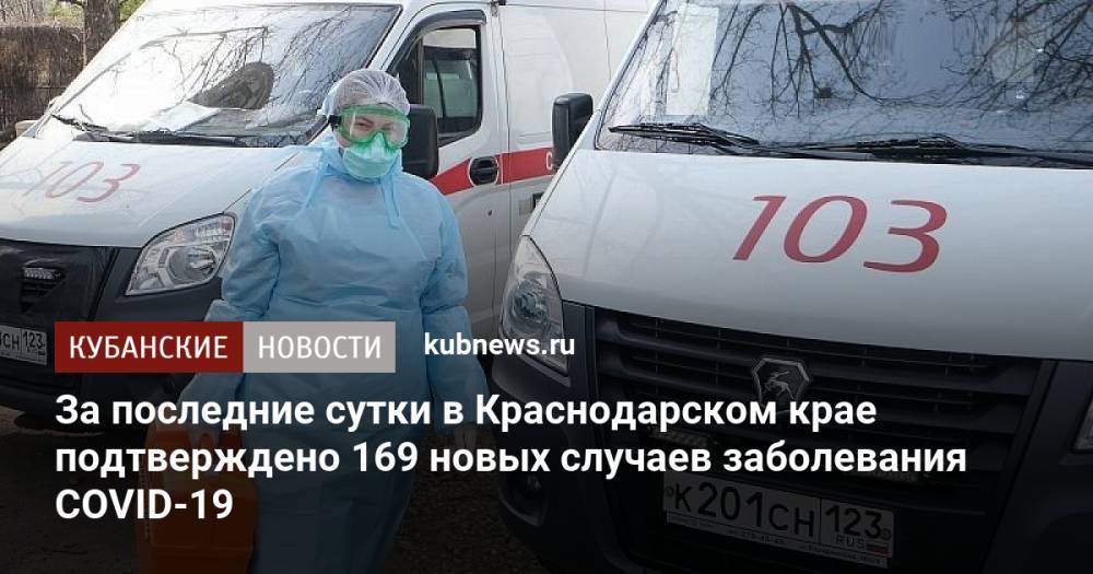 За последние сутки в Краснодарском крае подтверждено 169 новых случаев заболевания COVID-19