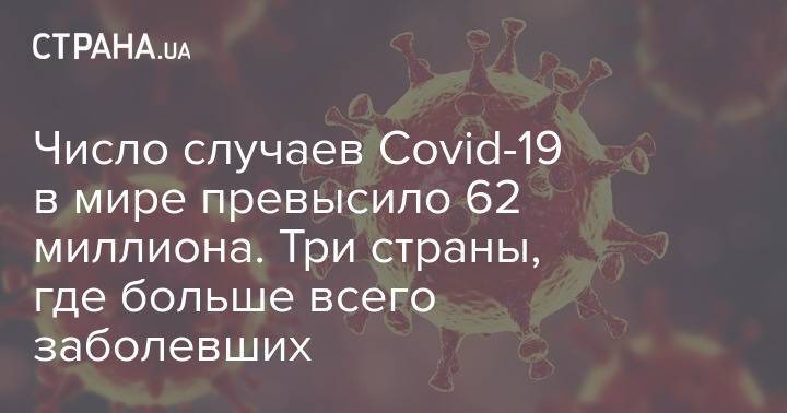 Число случаев Covid-19 в мире превысило 62 миллиона. Три страны, где больше всего заболевших