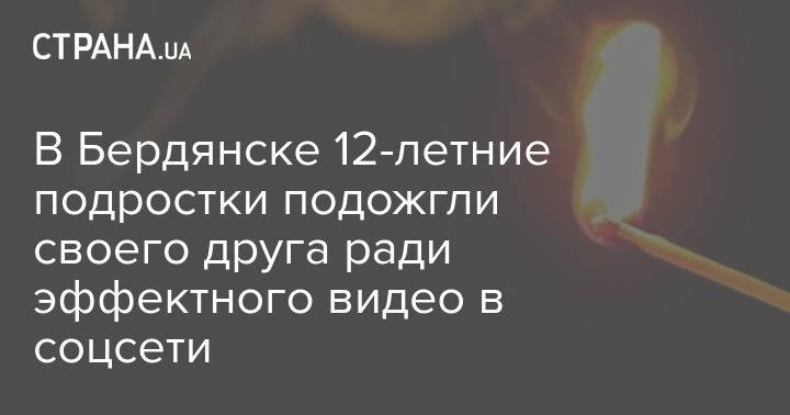 В Бердянске 12-летние подростки подожгли своего друга ради эффектного видео в соцсети