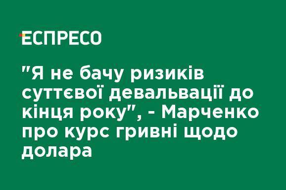 "Я не вижу рисков существенной девальвации до конца года", - Марченко о курсе гривни относительно доллара
