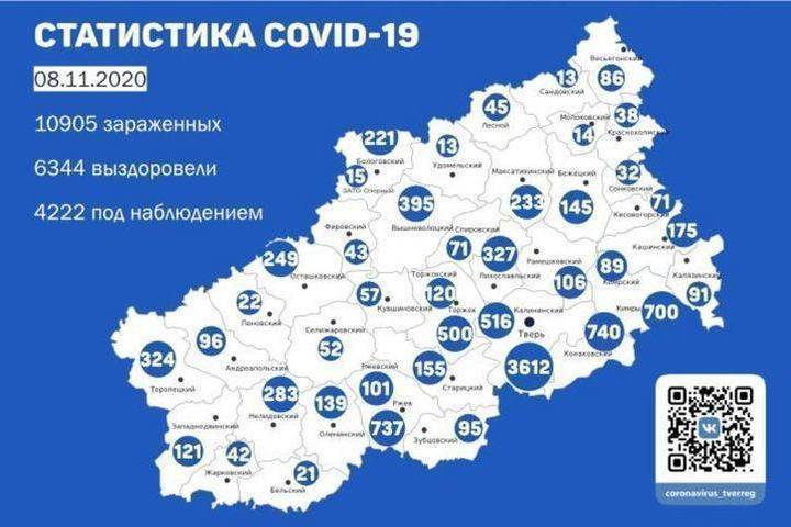 Новые случаи коронавируса зарегистрировали в 18 районах Тверской области