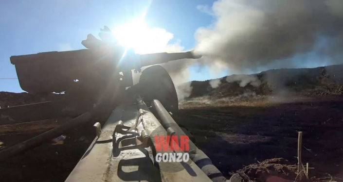 Пушки Д-20 АО Карабаха бьют по силам противника под Шуши: видеорепортаж с передовой