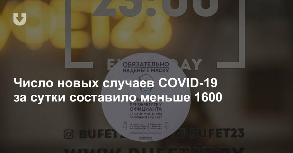 Число новых случаев COVID-19 за сутки составило меньше 1600
