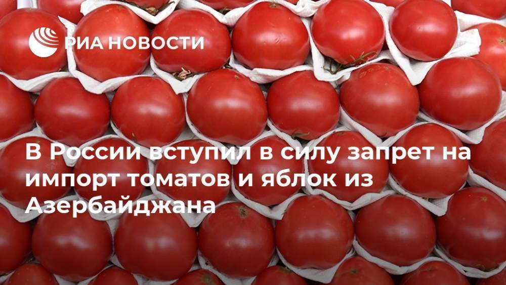 В России вступил в силу запрет на импорт томатов и яблок из Азербайджана
