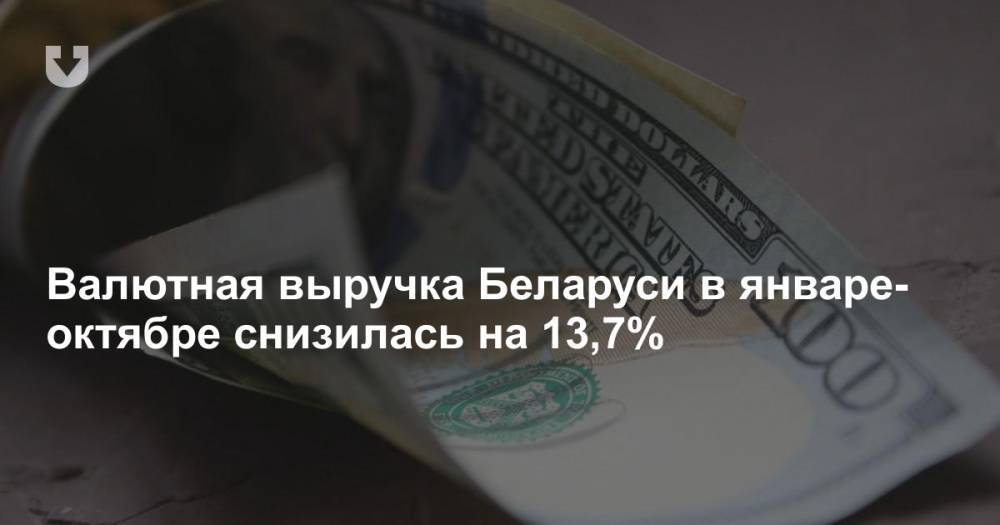 Валютная выручка Беларуси в январе-октябре снизилась на 13,7%