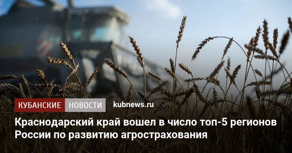 Краснодарский край вошел в число топ-5 регионов России по развитию агрострахования