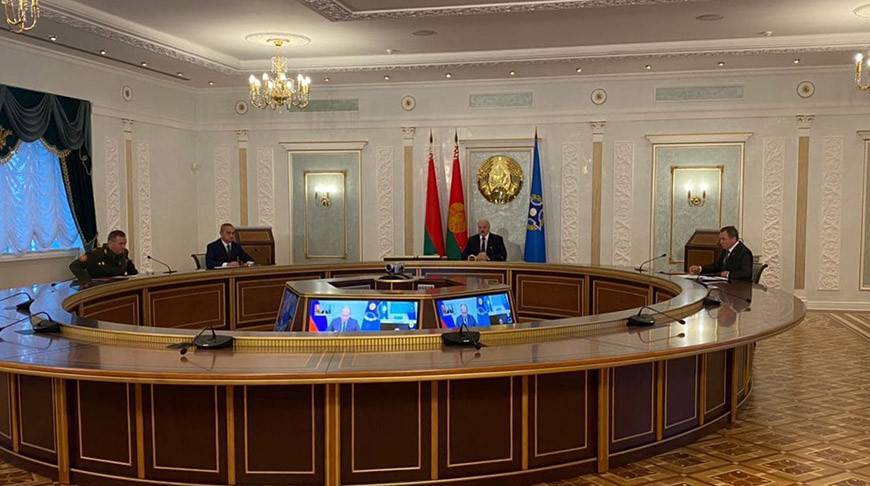 Александр Лукашенко принимает участие в онлайн-саммите ОДКБ