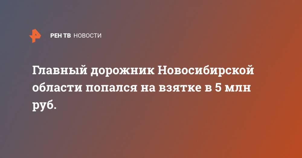 Главный дорожник Новосибирской области попался на взятке в 5 млн руб.