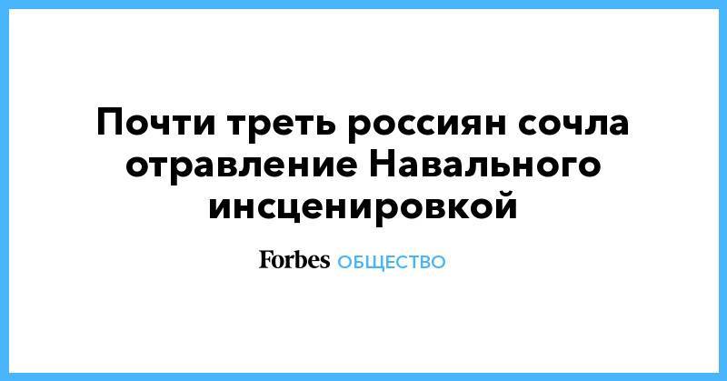 Почти треть россиян сочла отравление Навального инсценировкой