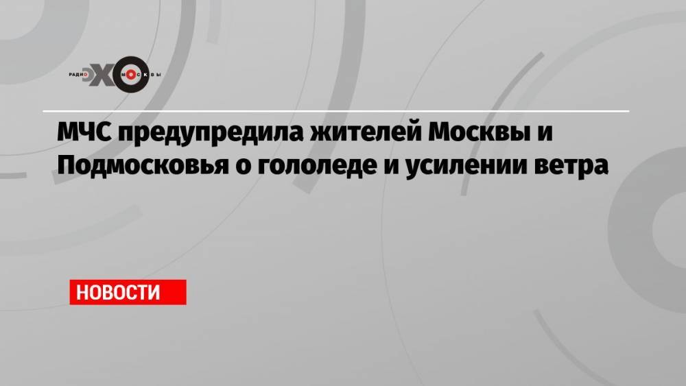 МЧС предупредила жителей Москвы и Подмосковья о гололеде и усилении ветра