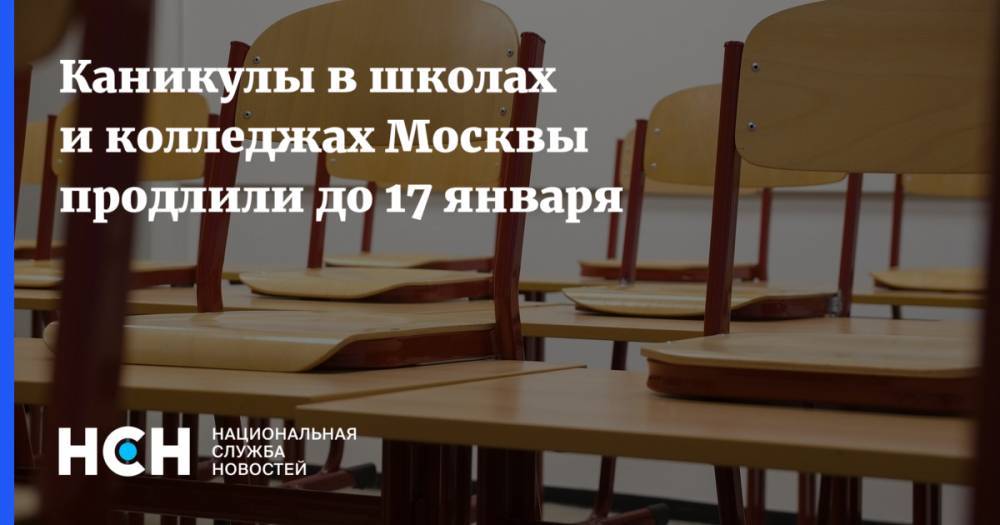 Каникулы в школах и колледжах Москвы продлили до 17 января