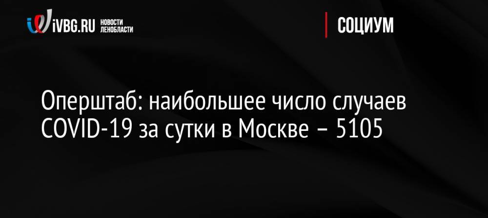 Оперштаб: наибольшее число случаев COVID-19 за сутки в Москве – 5105