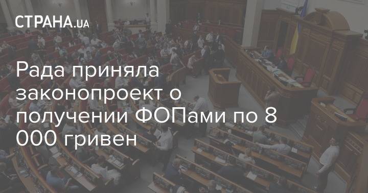 Рада приняла законопроект о получении ФОПами по 8 000 гривен
