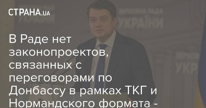 В Раде нет законопроектов, связанных с переговорами по Донбассу в рамках ТКГ и Нормандского формата - Разумков