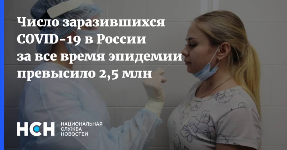 Число заразившихся COVID-19 в России за все время эпидемии превысило 2,5 млн