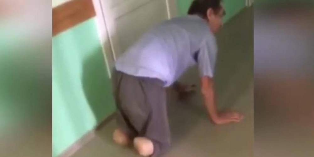 В башкирской больнице сняли ползущего за санитаркой инвалида и оставленного на полу пациента