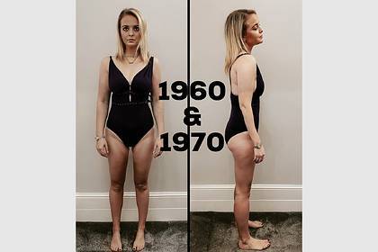 Женщина показала идеалы красоты разных лет на своем теле и вызвала споры в сети