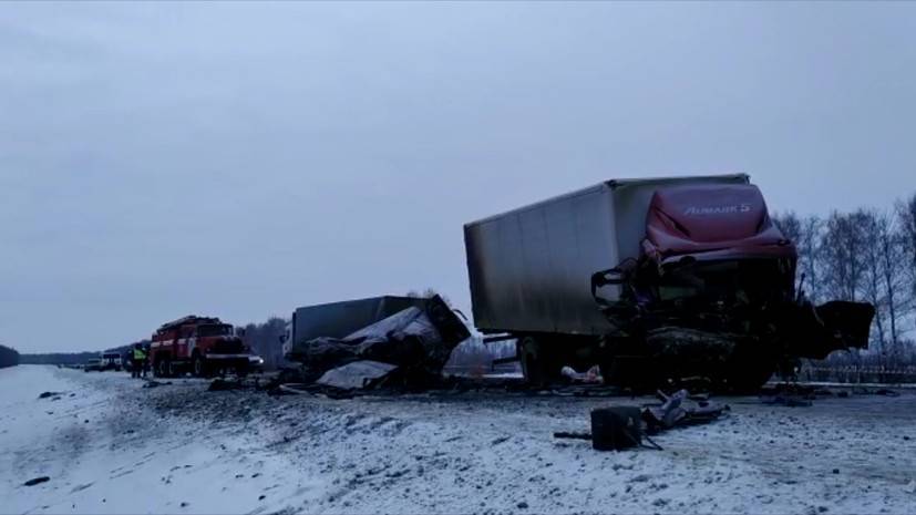 Видео с места столкновения «газели» и грузовика под Тамбовом, где погибли шесть человек