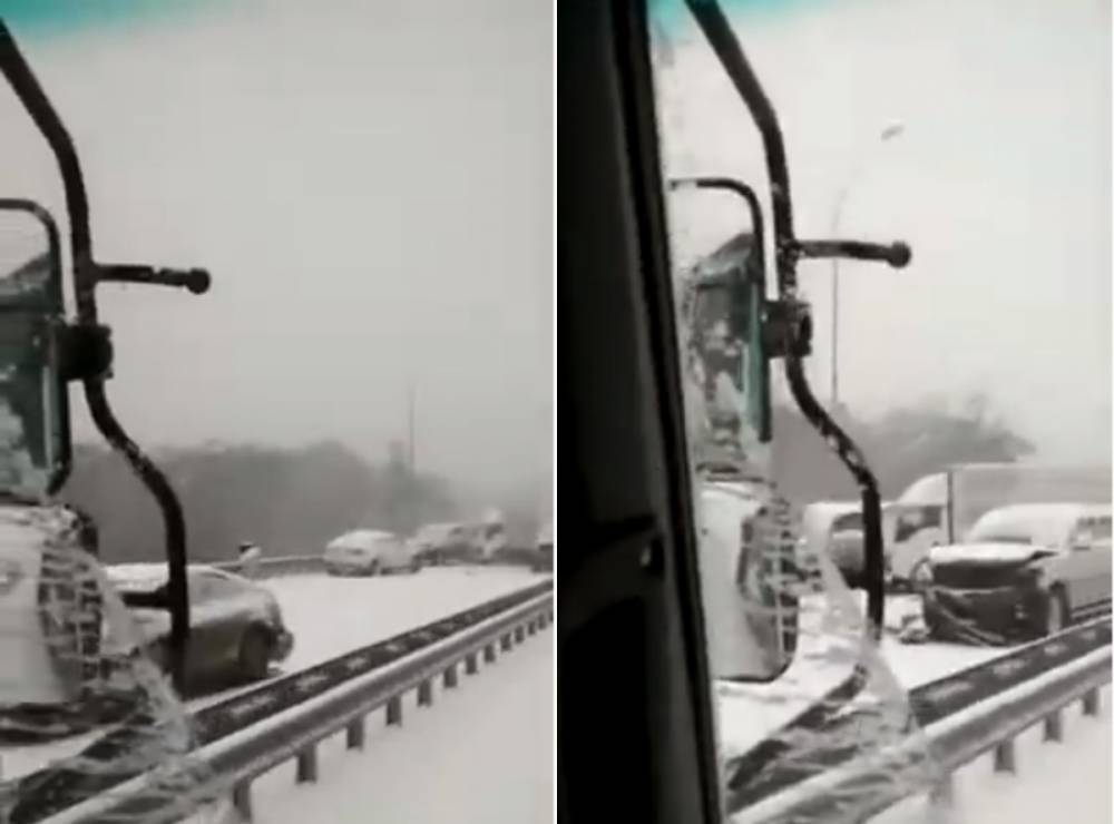 Во Владивостоке снегопад привел к массовому ДТП с десятью машинами