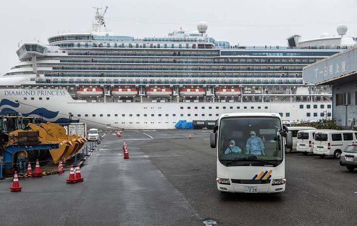 Видеозапись эвакуации людей с лайнера Diamond Princess в Японии появилась в Сети