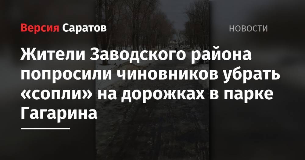 Жители Заводского района попросили чиновников убрать «сопли» на дорожках в парке Гагарина