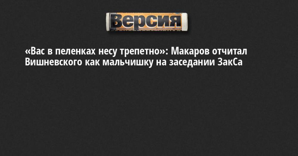 «Вас в пеленках несу трепетно»: Макаров отчитал Вишневского как мальчишку на заседании ЗакСа
