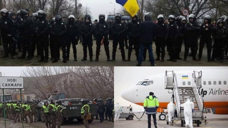 Жители Новых Санжар забросали камнями автобусы с эвакуированными из Китая украинцами