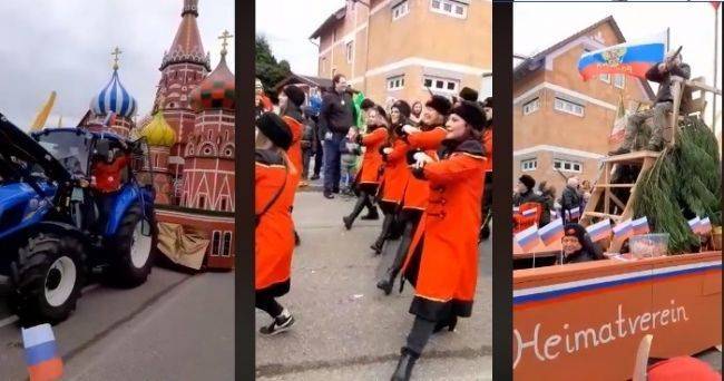 На карнавале в Германии «проехали» храм Василия Блаженного и Путин с ружьём