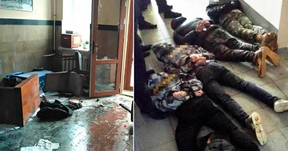 Злоумышленники в масках устроили погром в здании горсовета на Украине