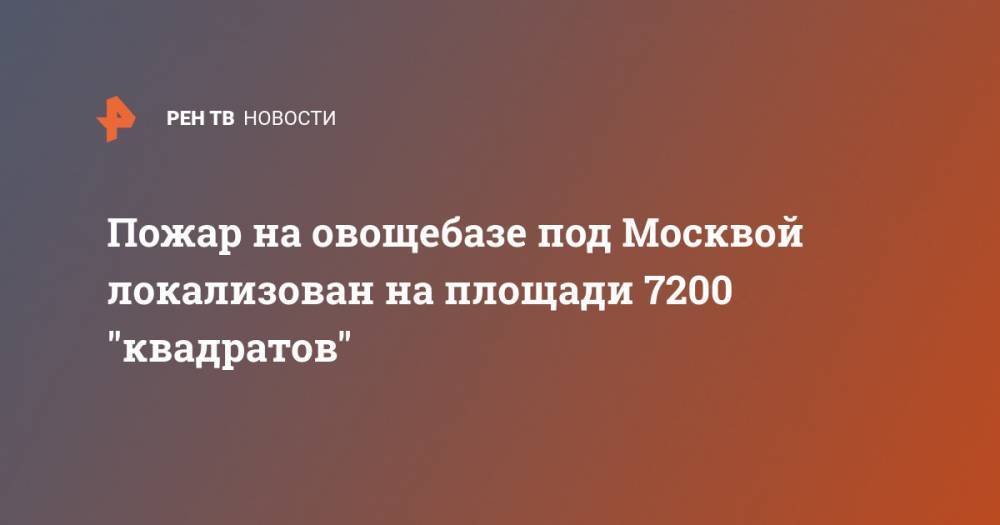 Пожар на овощебазе под Москвой локализован на площади 7200 "квадратов"