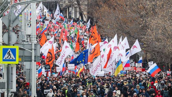 Полиция насчитала восемь тысяч участников марша в центре Москвы