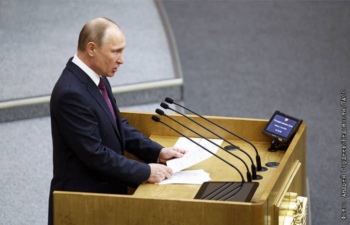 Путин во вторник выступит перед депутатами Госдумы