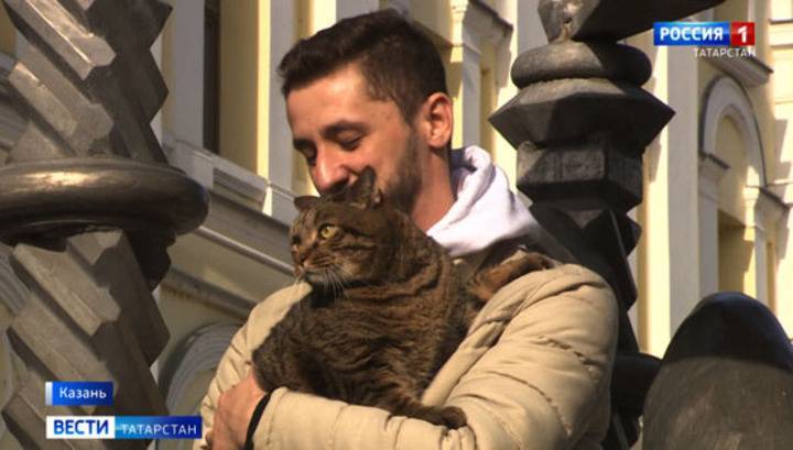Знаменитый толстый кот Виктор прибыл на поезде в Казань