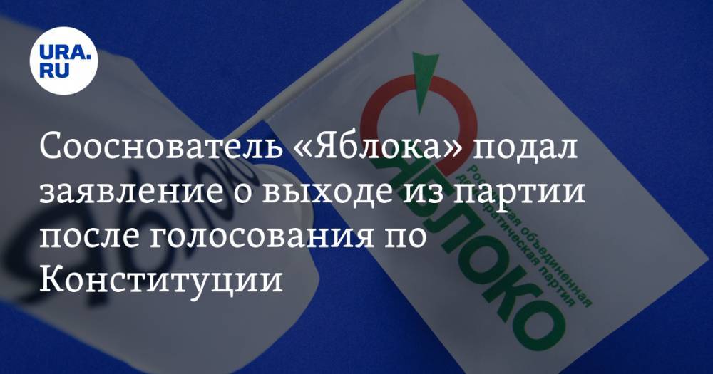 Сооснователь «Яблока» подал заявление о выходе из партии после голосования по Конституции