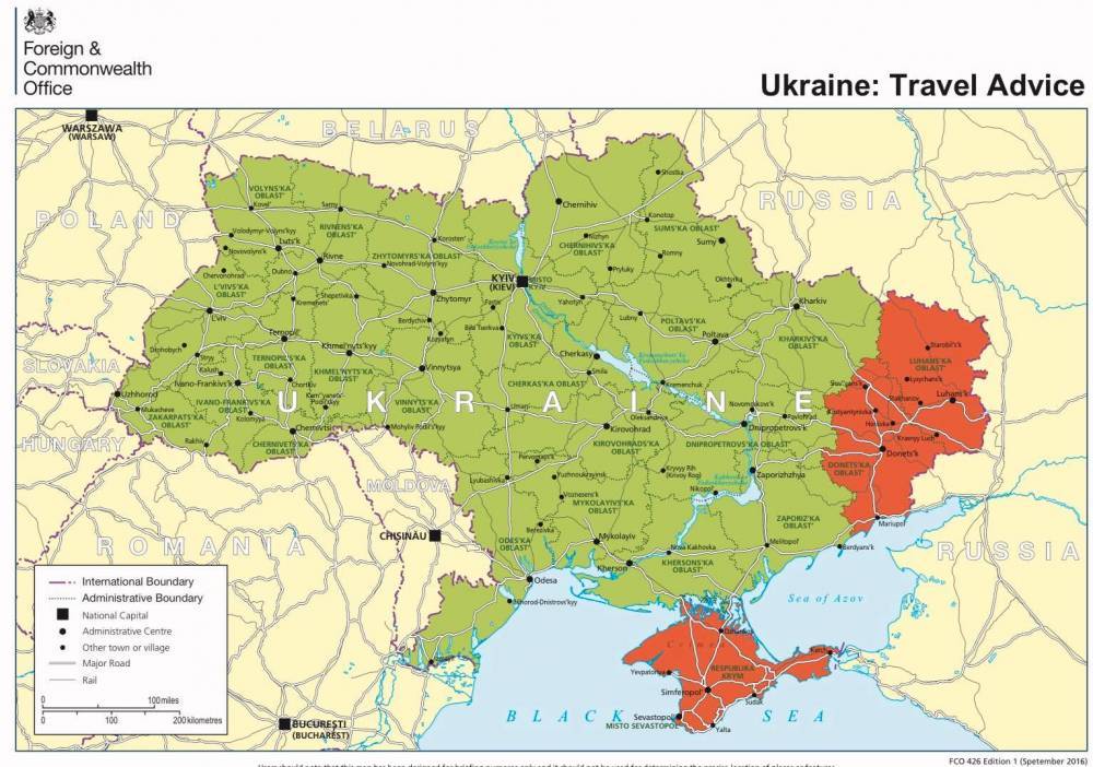 Британское посольство опубликовало карту Украины, отделив Крым и Донбасс