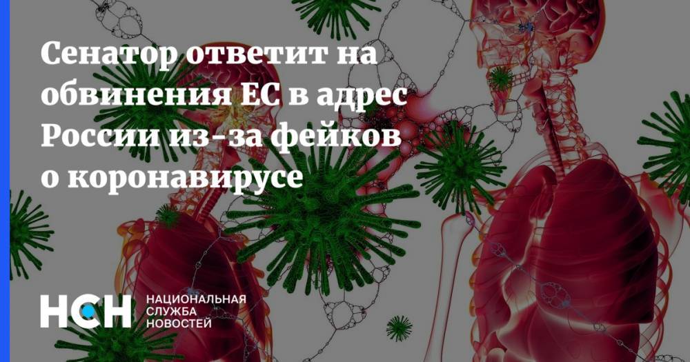 Сенатор ответит на обвинения ЕС в адрес России из-за фейков о коронавирусе