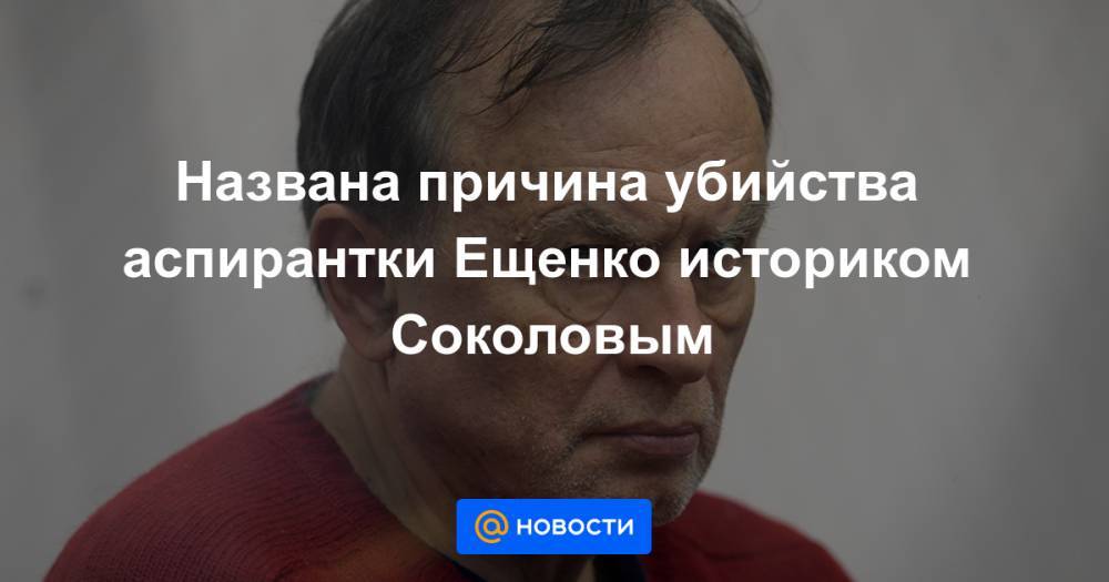 Названа причина убийства аспирантки Ещенко историком Соколовым